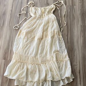 Free People XS Lightweight Pale Yellow Ruffled Maxi Sundress